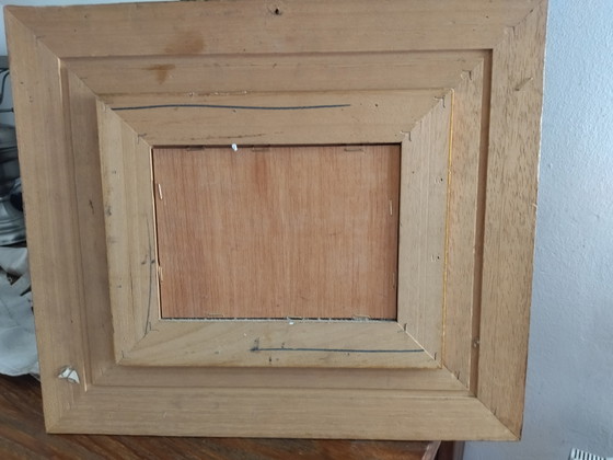 Image 1 of Antieke miniatuurschildering, winterlandschap, olieverf op hout, F. Roch