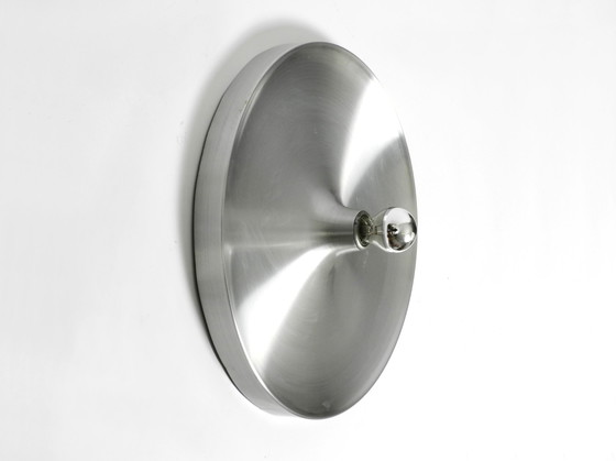 Image 1 of Large Round Original Mid Century Space Age Aluminum Ceiling or Wall Lamp by Honsel | Ø 50 cm