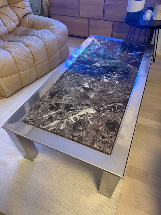 Image 1 of Table basse 1970 chrome et marble vert