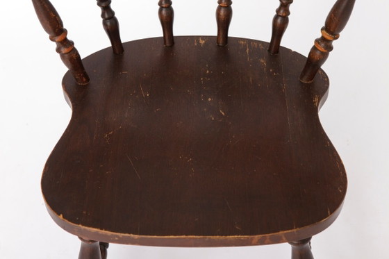 Vintage Western Style Wooden Chair, 1950s–1960s German Rustic Beechwood Dining Chair, Bonanza Style (photo 5 of 12)