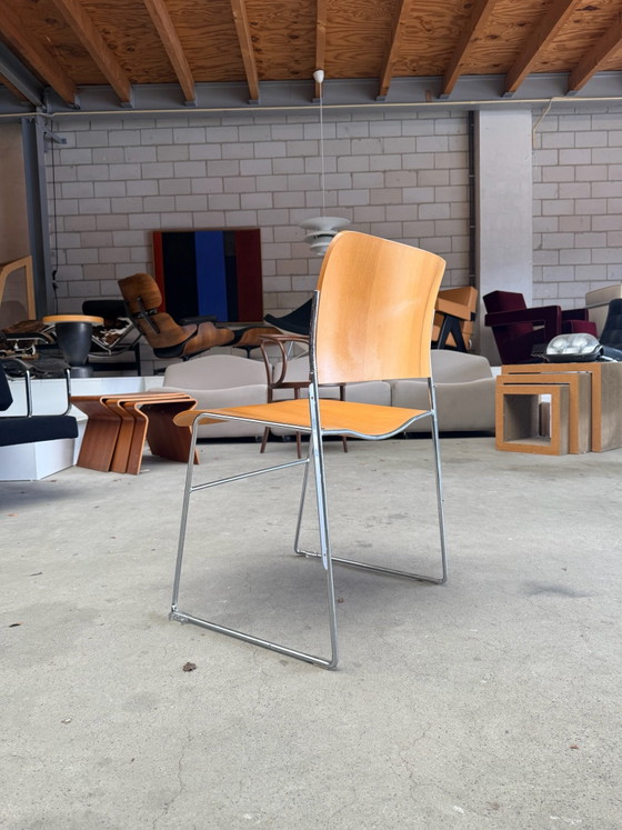 Set of 4 Howe 40/4 chairs, Dining chairs, Wood, Chrome, Brown (photo 12 of 15)