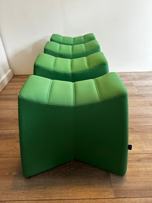 Taburete/puf NaughtOne Pinch design – verde – juego de 4