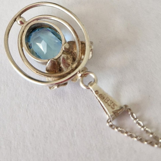Teka - Ciondolo in argento con acquamarina e collana in argento abbinata - anni '60 – Oggetti decorativi (photo 5 of 7)