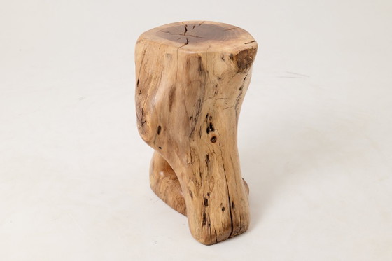 Image 1 of Sculptural Stool/Side Table, Walnut, Carved, Unique, Logniture