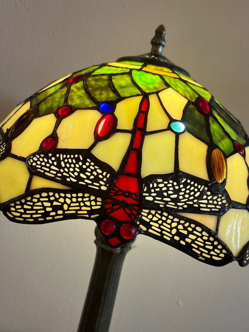 Xl size Libelle stained glass lamp art nouveau style