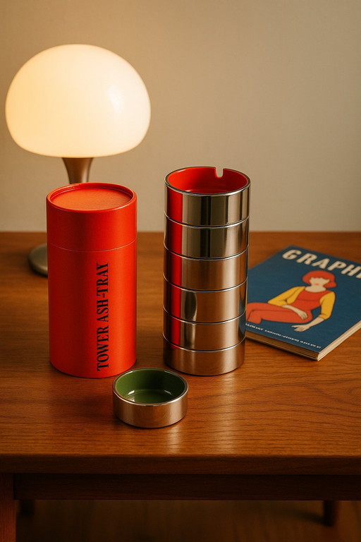 Tower Ash-Tray vintage japanese - Set of 5 stackable ashtrays with original case (first productions)
