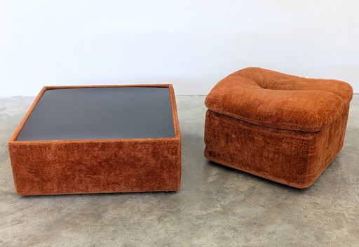 Couchtisch mit passender Fußstütze - italienisches Vintage-Design