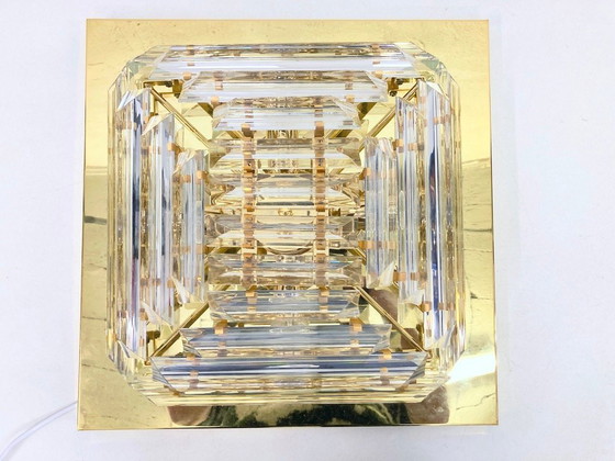 Image 1 of Plafonnier ceiling lamp with triedri glass rods, 70s 80s Hollywood Regency Venini style