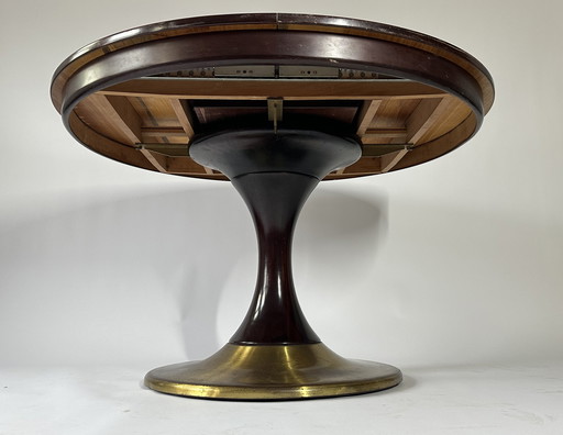 1950s Italian Dining Table in Palissander and Brass