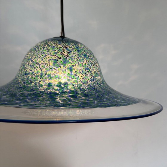 Image 1 of Lampada a sospensione in vetro di Murano blu Neverrino di Gae Aulenti per Vistosi Italia, anni '70