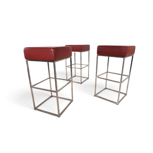 De Sede Set aus 3 DS 218/55 Leder Barhocker von Paolo Piva, 2000