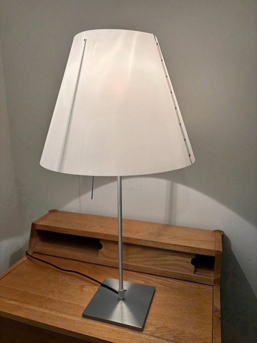 Luceplan Costanza Telescopic Table Lamp with Switch Aluminium/White – tafellampen