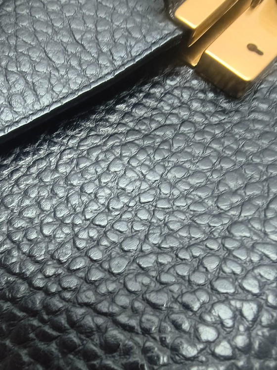 Image 1 of Sac à main Prada en cuir noir/marron brossé or