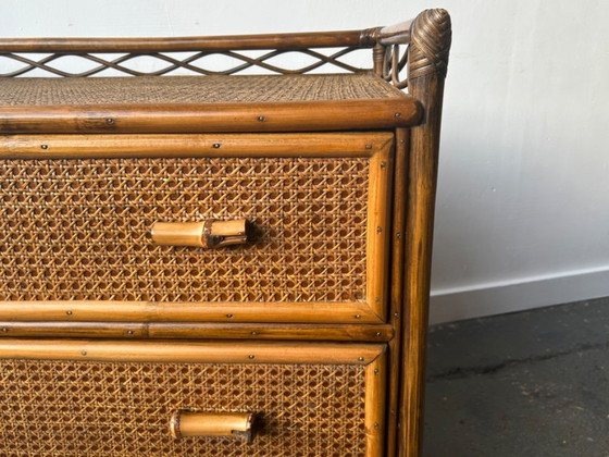 Image 1 of Commode en bambou et rotin Angraves, style milieu du siècle, années 1970