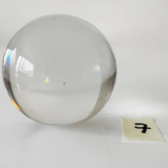 Image 1 of Fermacarte sferico vintage in cristallo trasparente da 5,5 cm