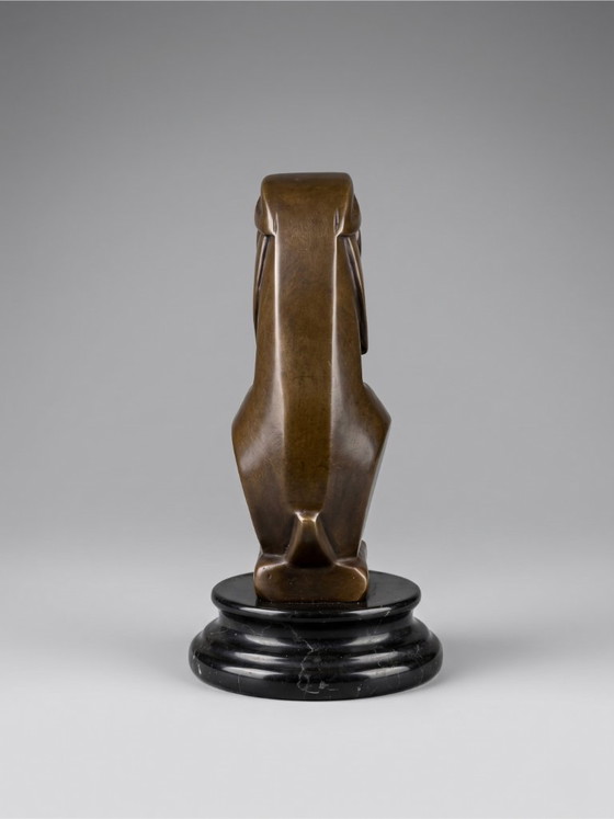Image 1 of Patinierte Bronze-Hase-Skulptur, signiert Bizette, Art-déco-Stil – 16 cm