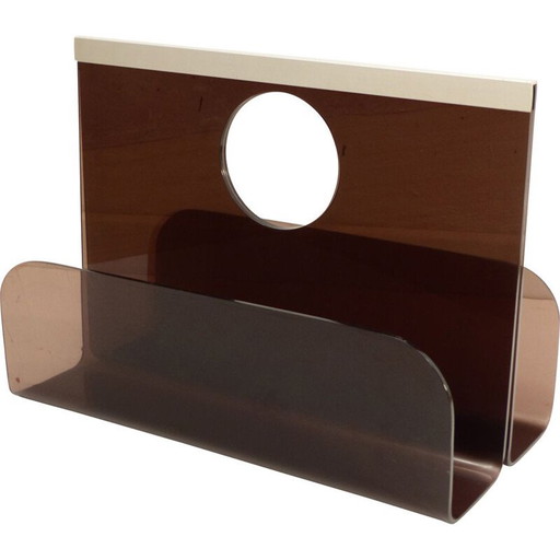 Revistero vintage de plexiglás de Michel Dumas para Roche Bobois, años 60