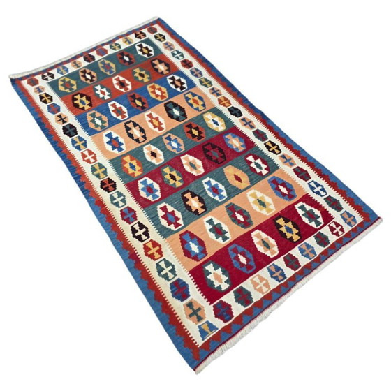 Vintage Turkse kilim – Handgeweven wol, geometrisch patroon (118 x 207 cm) – Vloerkleden en tapijten, Wool (photo 3 of 9)