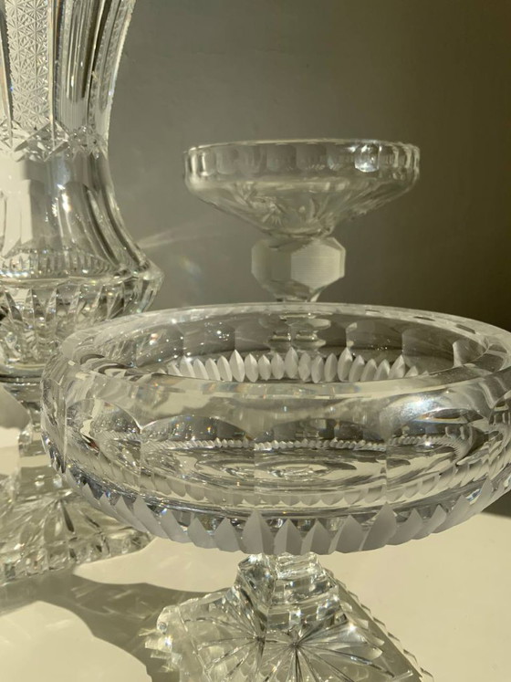 Image 1 of Raro set di 3 oggetti in cristallo di Boemia – Periodo storicista (circa 1880-1890)