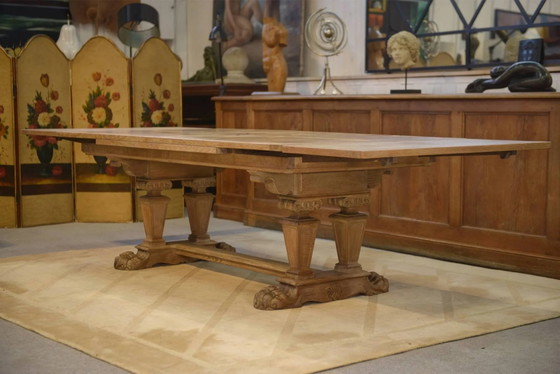Grote sculpturale eiken tafel uit de jaren 50. – Eettafels, Vintage (photo 11 of 14)