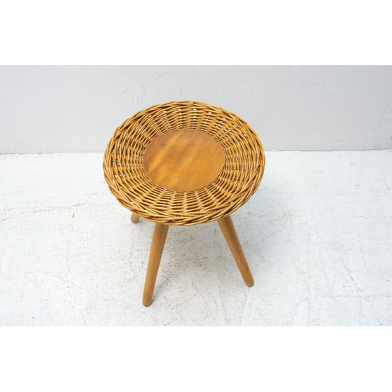 Image 1 of Vintage rattan stool by Jan Kalous for ÚLUV, Czechoslovakia 1960s