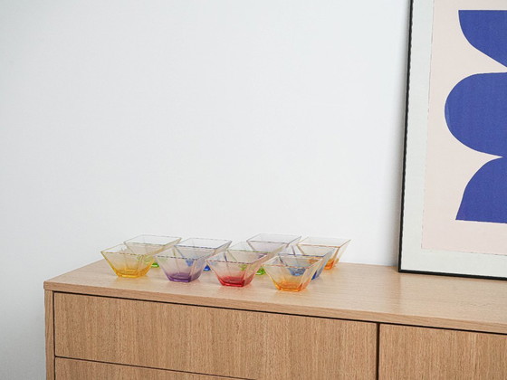 Image 1 of Set di ciotole quadrate in vetro, design italiano, anni '80, made in Italy