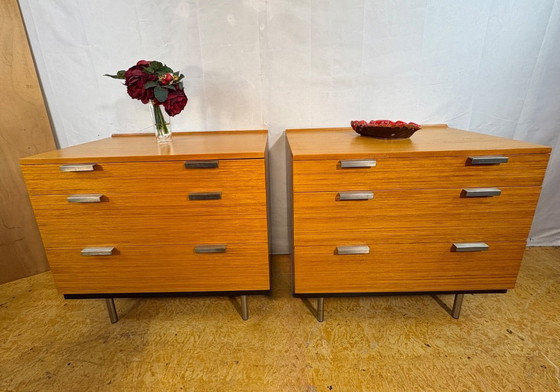 Image 1 of Mid Century Retro Teak Pair of Chest of Drawers by Stag (Circa 1970)  A fantastic pair of mid century modern teak chests of draw