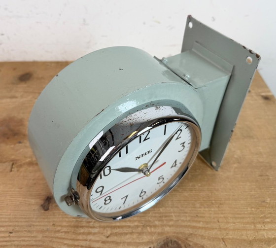 Image 1 of Vintage Green NHE Double-Sided Ship Wall Clock, 1980s