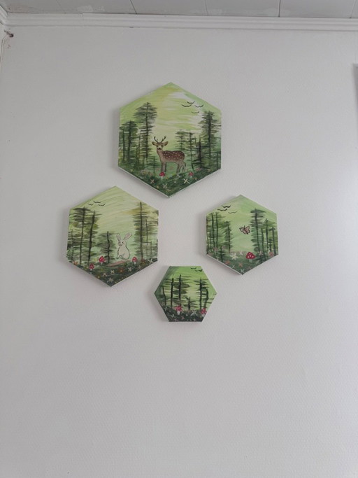 Betoverd Bos – Handgeschilderde Set van 4 – giclee prints, Canvas (photo 2 of 5)