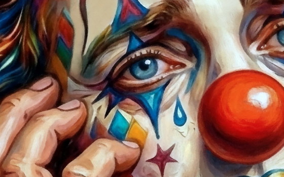 Image 1 of Dipinto acrilico su tela "Pagliaccio triste" / (60x60) cm