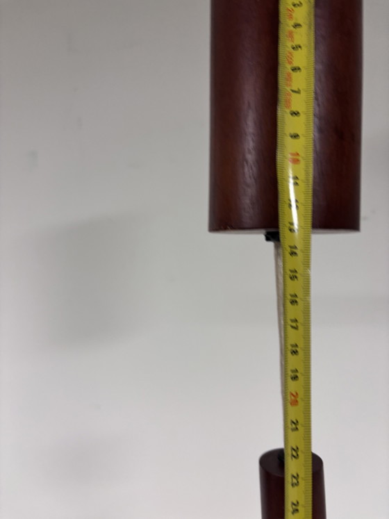 P Vintage Temde Hanglamp – Mid-Century Messing & Teak Hout – Jaren '60 – Hanglampen, Glass, Wood (photo 7 of 15)