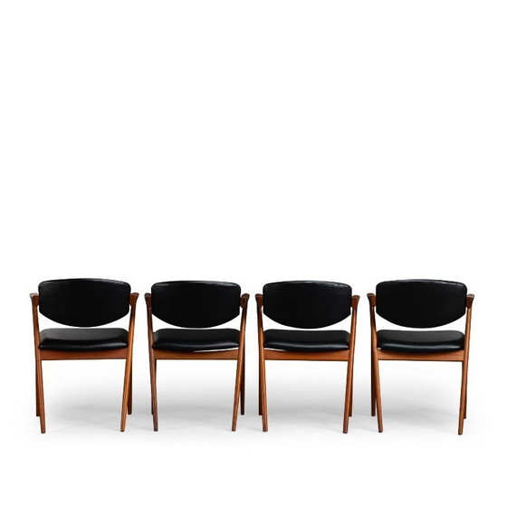 Image 1 of Silla Z de teca retapizada de Kai Kristiansen, juego de 4, década de 1960