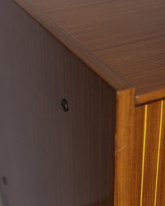 Image 1 of Credenza sideboard vintage anni 50 in legno e ottone dorato design Italiano