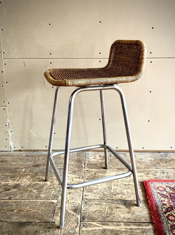 Image 1 of 4 sgabelli da bar Dirk van Sliedrecht/Rohe con sedili in rattan