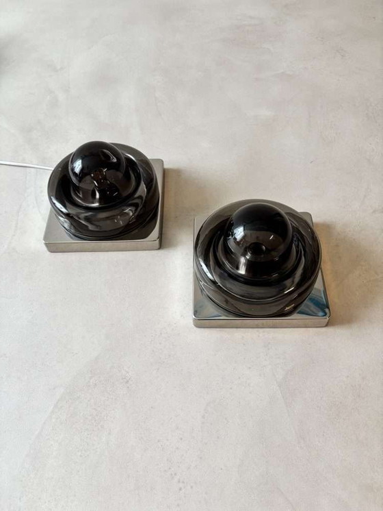 Image 1 of Lampade da parete in vetro fumé Cosack anni '70