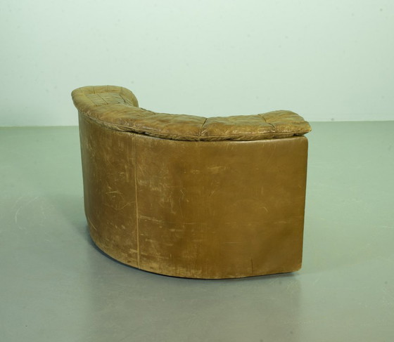 Image 1 of Sofá modular De Sede DS11 de cuero con parches verde oliva, diseño de mediados de siglo, 6 elementos. Suiza, años 70.