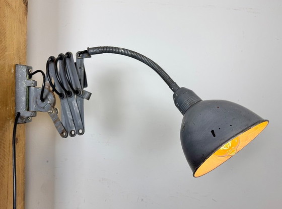 Image 1 of Grey Industrial Gooseneck Scissor Wall Lamp from Elektroinstala, 1960s