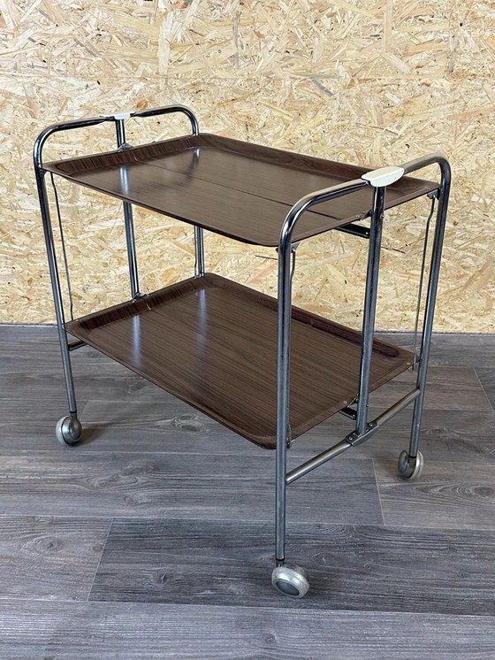 Image 1 of 60s 70s serving trolley dinette side table space age brown design