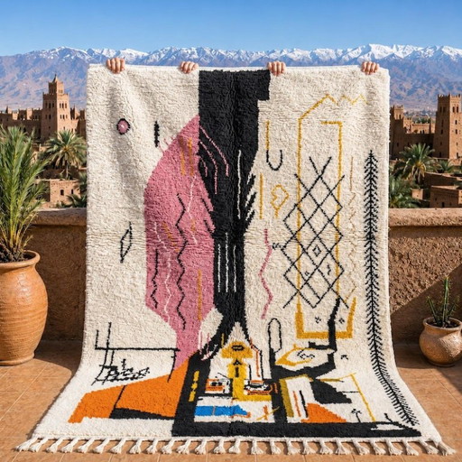 Authentiek handgeweven Berber Marokkaans tapijt 200cmx300cm – vloerkleden en tapijten, Wool