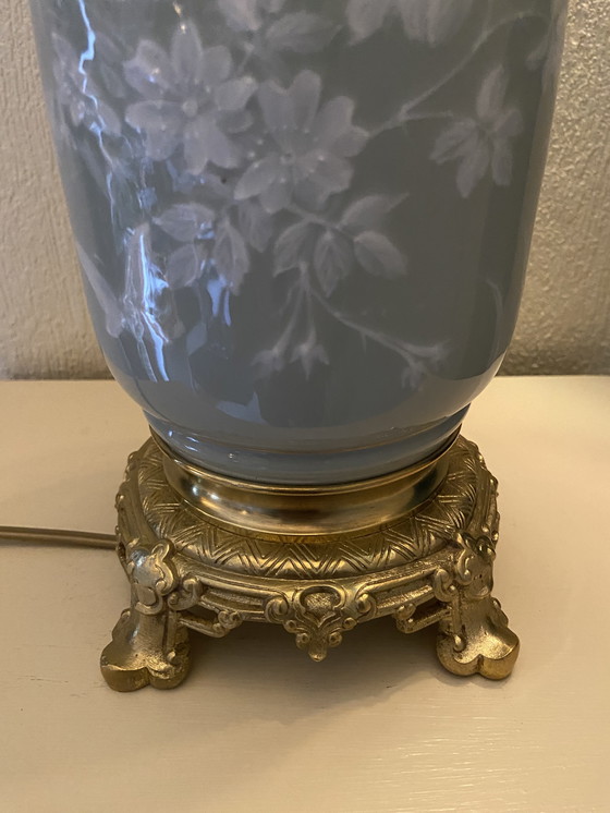 Image 1 of Celadon pâte-sur-pâte porcelain table lamp with bronze mount