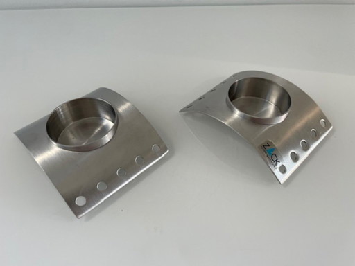 2x ZACK stainless steel tea light holders