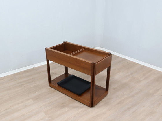 Image 1 of Angelo Mangiarotti for Molteni 4D Series solid wood Bar Cart 1970s
