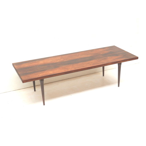 Grande table basse vintage en bois de rose des années 1960
