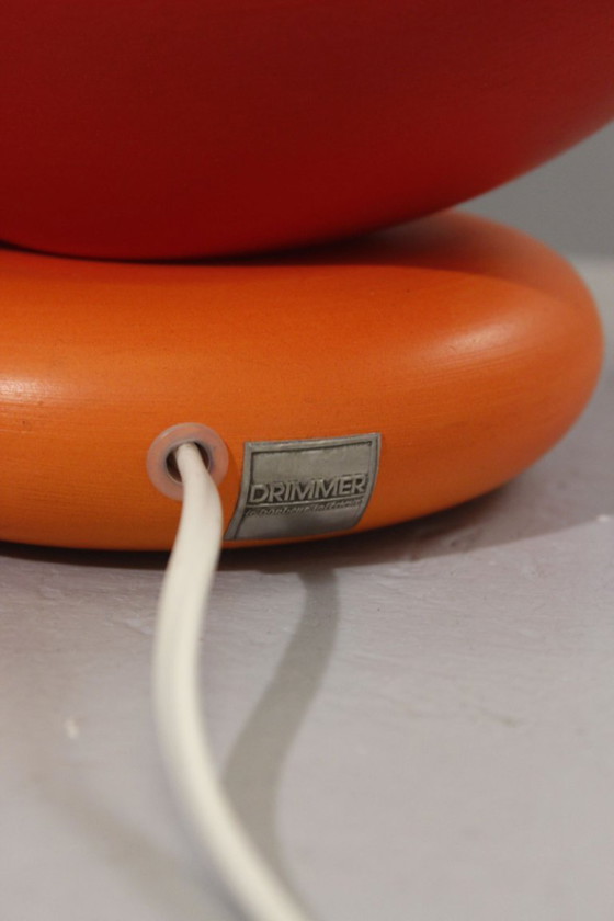 Image 1 of Louis Drimmer - Grande lampada a forma di ciottoli in ceramica arancione, design postmoderno, anni '80