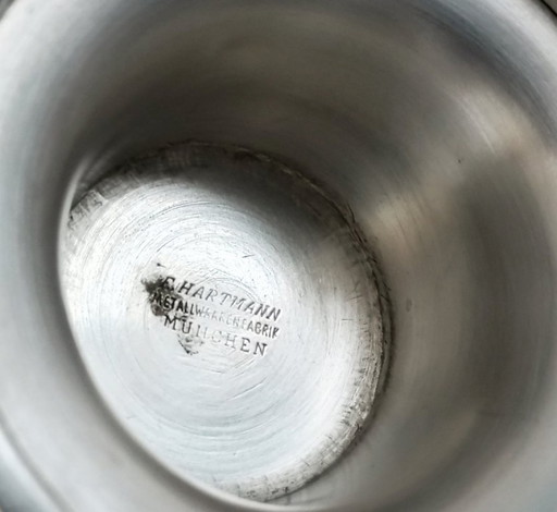 Eduard Hartmann Metallwarenfabrik München, versilberte Art-déco-Vase, 1920er Jahre, sehr selten