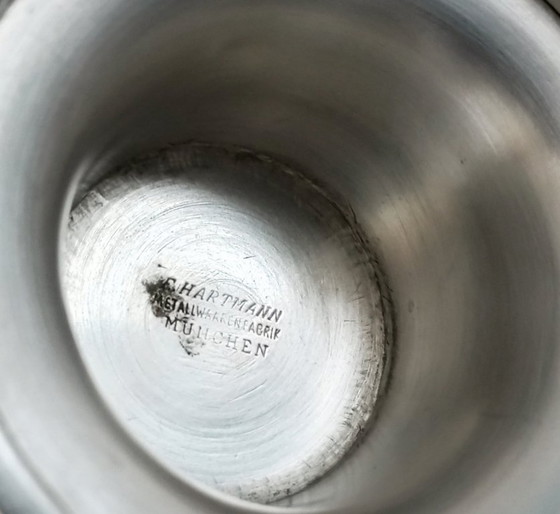 Image 1 of Vase Art déco argenté d'Eduard Hartmann Metallwarenfabrik Munich, années 1920, très rare