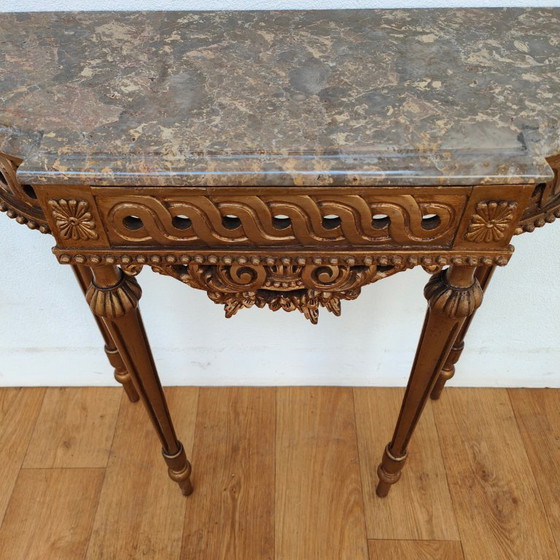 Image 1 of Vintage wall console, side table, console table with marble top. Italian