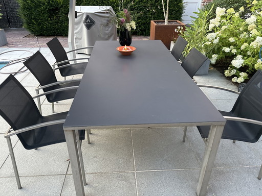 Tribu Tuintafel en 6x stoelen model versus