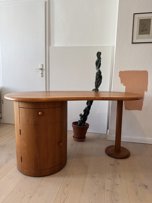 Kidney Shape Teak Desk Silkeborg, Danish Design