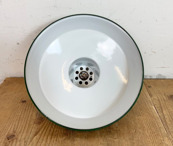 Image 1 of Lampada a sospensione in smalto verde industriale, anni '60